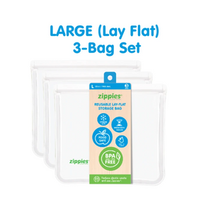 Zippies Large Lay Flat Reusable Bags (Pack of 3) - White - Neat Street Philippines