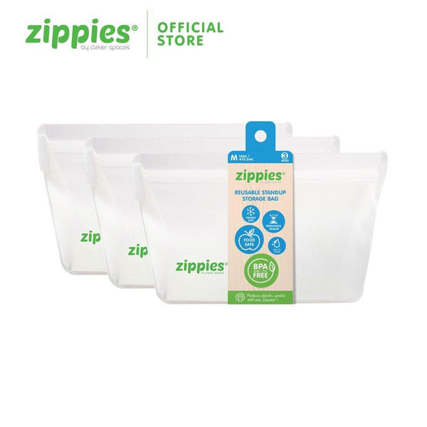 Zippies Small Reusable Stand Up Bags (Pack of 3) - White - Neat Street Philippines