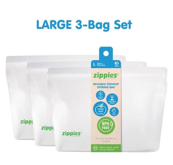 Zippies Large Reusable Stand Up Bags (Pack of 3) - White - Neat Street Philippines