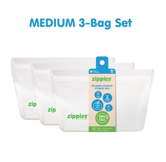 Zippies Medium Reusable Stand Up Bags (Pack of 3) - White - Neat Street Philippines